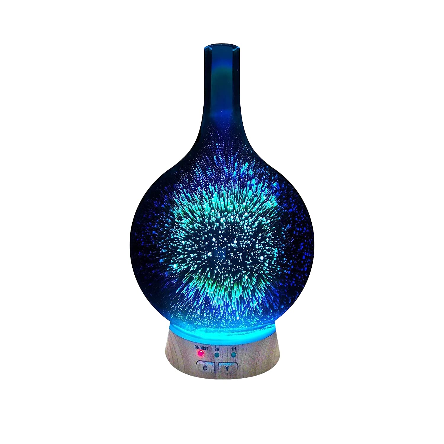 Aromatherapy Essential Oil Diffuser for Therapeutic Oils | 3D Glass Vase Cover with Colorful LED Light Display | Cool Mist Aroma Therapy Diffusers | Versatile Nightlight Humidifier with Auto Shut-off