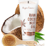 Kapuluan Bundle: Raw Coconut Oil 200ml Tube for Skin and Vegan Dry Brushing Body Brush for Flawless Skin Cellulite Treatment Lymphatic Drainage and Blood Circulation Improvement